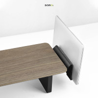 SAMDI Étagère de bureau en bois réglable en hauteur électriquement, support d'écran d'ordinateur, pieds en acier inoxydable, emballage personnalisé pour l'école