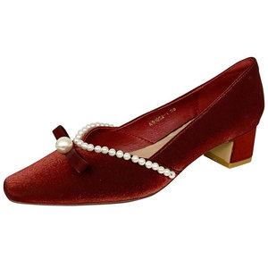 Zapatos de Tacón Medio con Punta Cuadrada y Boca Poco Profunda para Mujer, Tacón Grueso, Estilo Versátil, Nuevo Modelo - Product Image 1