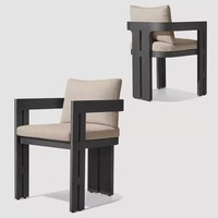 Ensemble de table et chaises de salle à manger d'extérieur en aluminium à double fente, avec coussins imperméables, pour patio et villa