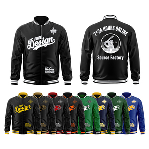 Giacca da Uomo Personalizzata OEM di Alta Qualità con Cerniera, Taglie Grandi, Stile Streetwear, Giacca Letterman, Giacca Varsity per Uomo - Product Image 1