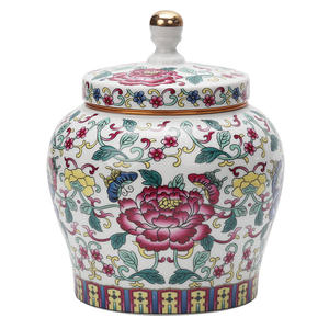 MSH Retro pintado a mano azul y blanco tarro de té de cerámica 1000ml para grano de café/hoja de té suelta - Product Image 3