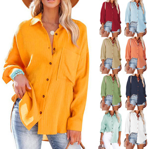 Nouveau cardigan polo printemps/été à boutonnage simple, chemise décontractée à manches longues et épaules tombantes - Product Image 1