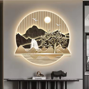 Decoración de sala de estar de lujo <span class=keywords><strong>simple</strong></span>, pintura de luz LED, <span class=keywords><strong>paisaje</strong></span> encantador, naturaleza muerta, arte de pared luminoso - Product Image 2