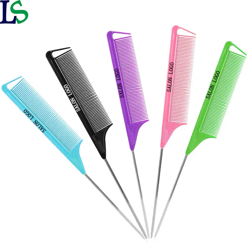 High Quality ABS Material Rat Tail Comb Colorful Heat Resistant Braiding Precision Combs