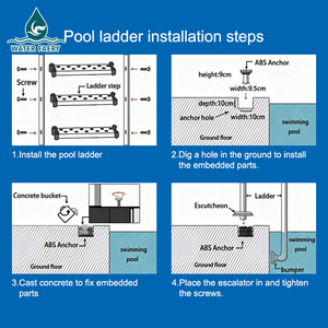 Marchepieds d'escalier de piscine Water Faery en acier inoxydable, robustes, antirouille, avec main courante antidérapante pour piscines à eau salée et <span class=keywords><strong>au</strong></span> chlore - Product Image 3