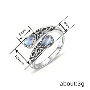 Anello Aperto Regolabile a Goccia Design Vintage per Donne - Product Image 5