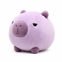 Peluche Capybara Mauve Kawaii en Forme de Boule Ronde, Animal en Peluche Doux aux Yeux Somnolents pour Décoration de Chambre