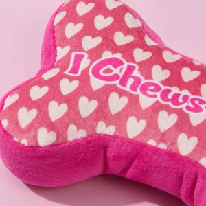 Moda romantik pembe kemik peluş çiğnemek kalp kemik şekli köpek hediye seti sevimli dolması gıcırtılı sevgililer günü köpek oyuncak - Product Image 2