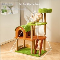 Arbre à chat multifonctionnel, plateforme de saut, colonne à griffes, matériau en tissu, style pastoral, design de capsule spatiale