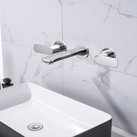 Robinet Mitigeur Mural Moderne pour Lavabo, Livraison Rapide, Double Poignée, Cartouche Céramique à Débit Limité, Installation 3 Trous, Laiton