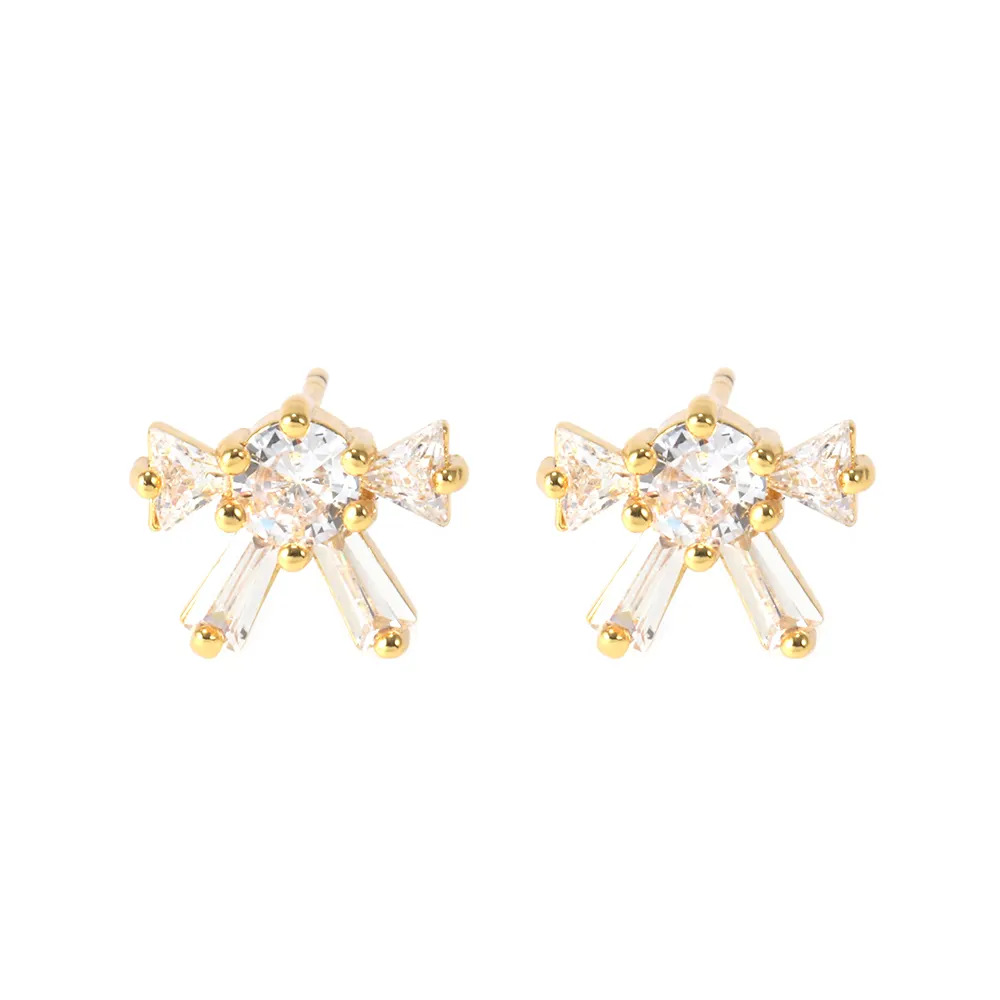 gold diamond bow earrings for girls