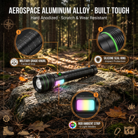 Linterna Láser Blanca Recargable, Linterna Portátil para Exteriores con Luz Lateral de Advertencia RGB para Camping, Rescate, Patrulla