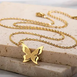 Butterfly HP Hollow Out Butterfly Necklace For Women Small Butterfly Necklace Stainless Steel Custom Necklace