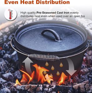 Cocotte en fonte <span class=keywords><strong>Debien</strong></span> pré-culottée, écologique, pour camping en extérieur, compatible gaz et induction - Product Image 6