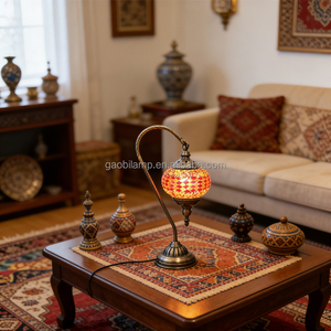 Lampada a Mosaico Turca Vintage <span class=keywords><strong>in</strong></span> Metallo e <span class=keywords><strong>Vetro</strong></span>, Lampada <span class=keywords><strong>da</strong></span> <span class=keywords><strong>Tavolo</strong></span> di Lusso Fatta a Mano per Camera <span class=keywords><strong>da</strong></span> Letto e Soggiorno - Product Image 1