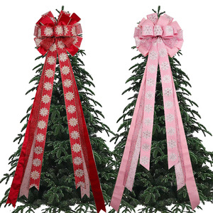 JQ圣诞雪花蝴蝶结丝带涤纶圣诞树装饰配件成品批发 - Product Image 1