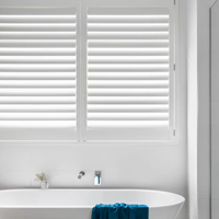 Volets de plantation en PVC vinyle résistant à la moisissure, aspect bois horizontal, faciles à nettoyer, prix usine, pour salle de bain et cuisine