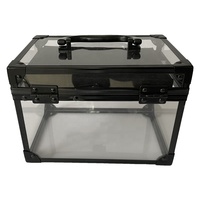 Étui à couronne transparent personnalisé plateau à guillotine noir boîtes à couronne de reine ouvertes pour mariages étuis à cosmétiques de marque privée Pageants