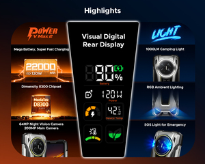 Doogee V Max 2โทรศัพท์ที่ทนทาน16 + 512GB 5G 200MP กล้องหลัก22000mAh Android 16 NFC โทรศัพท์มือถือ120Hz เอฟเฟกต์แสงป้องกันโทรศัพท์ - Product Image 4