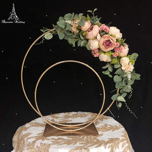 <span class=keywords><strong>Mariage</strong></span> en fer forgé Double Tube anneau étagère fond décoration arc rond fleur porte étagère accessoires de scène avec boîte d'emballage - Product Image 3