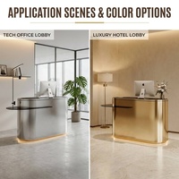 Comptoir de réception moderne en acier inoxydable pour hôpital, centre commercial, salon de coiffure, studio de danse, école, hôtel - avec éclairage LED