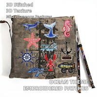 10 pièces personnalisé océan thème brodé patchs ensemble 3D mer Animal baleine tortue ancre poisson Applique PVC feutre bricolage repassage Badge chapeau