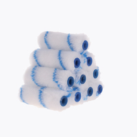 Chine Fabrication 4 pouces Polyester haute densité mur peinture rouleau brosse ensemble bleu bande longue poignée en plastique