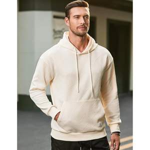 2025 Men's Solid Pattern Hooded <b>Sweatshirt</b> Long Sleeve Casual Pullover with Drawstring and Zipper 3D Embroidered Texture - Product Image 4