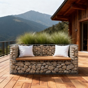 Jardinière design Gabion avec banc, Boîte en treillis métallique Gabion, Cage à pierres en treillis métallique Gabion, Panier Gabion soudé galvanisé - Product Image 4