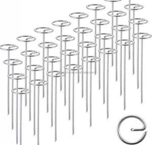 Estacas de Jardín Galvanizadas con Cabeza Redonda para Barrera de Malezas, Estacas de Jardín en Forma de G, Pasadores para Tela de Paisajismo - Product Image 3