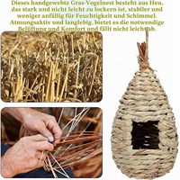 2 Stück handgewebte hängende Vogelnester aus Gras |   Für Wellensittiche, Sittiche, Kanarienvögel, Stieglitz, Kolibris, Wimpelkäfer