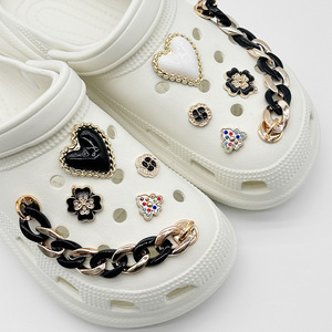 Nouveautés Luxe Bling Pierre <span class=keywords><strong>Noire</strong></span> Sabot Charme Strass Métal Décoration Accessoires Chaussures Chaussures Chaussures Décorations Chaussures Charmes - Product Image 2