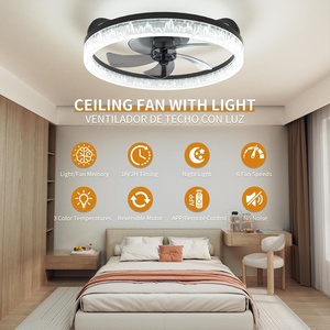 19 "tuôn ra gắn kết hiện đại felier cấu hình thấp LED quạt trần ánh sáng từ xa 6 tốc độ Bladeless thay đổi độ sáng cho phòng ngủ khách - Product Image 1
