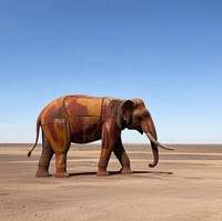 Grande sculpture d'éléphant abstraite antique personnalisable en acier Corten, statue artistique soudée, effet rouillé, épaisseur 2 mm, pour utilisation en parc, logo personnalisé