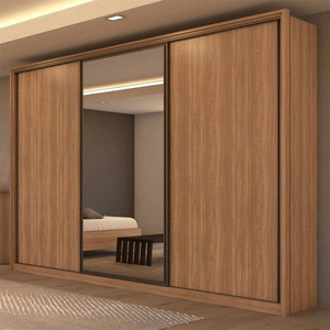 Natural Walnut Solid Wood <b>Wardrobe</b> Floating Wall Mounted Closet Space Saving Storage for Modern Bedroom Decor - Product Image 3