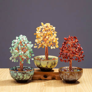 Grosir penyembuhan alami buatan tangan kristal Citrine kerikil CIP cangkir uang pohon untuk dekorasi rumah - Product Image 4