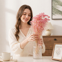 Buket Bunga Mini Rice Flower Asli Buatan Tangan Berkualitas Tinggi, Kering dan Diawetkan, 50-60cm, Batang Alami Segar, Tahan Lama, Baru untuk Wisuda
