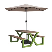 Tables et bancs de jardin modernes en alliage d'aluminium pour parcs, cours, salons de thé, restaurants, cafés, jardins