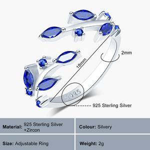Оптовая продажа, женские изящные серебряные модные ювелирные изделия с открытым листом, кольцо из серебра <span class=keywords><strong>925</strong></span> пробы - Product Image 2