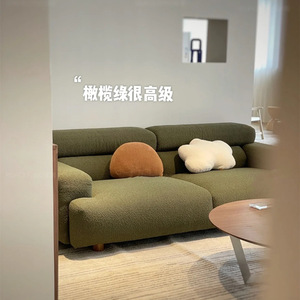 Valley Sofa Matcha Green Flocked Fabric <b>Brushed</b> <b>Sueded</b> Versatile Living Room Furniture - Product Image 4