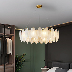 Luminaire suspendu moderne minimaliste de style français, chambre à coucher, lustre en verre simple moderne, plumes - Product Image 6