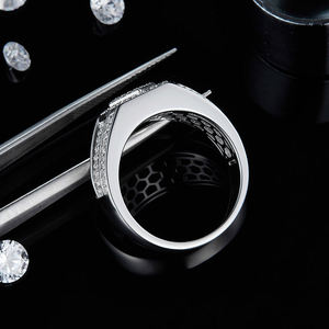 Geometric Iced Out Moissanite <b>Ring</b> S925 <b>Silver</b> Plated 18K Gold D Color VVS GRA Certified Moissanite <b>Mens</b> Hip Hop <b>Ring</b> UNISEX - Product Image 6