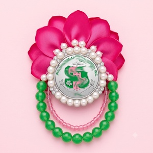 Elegante Spilla a Fiore in Tessuto per Donna, Gioiello con Perle, Personalizzabile, Ispirazione Greca, Regalo per Eventi e Club, Spille Decorative - Product Image 5