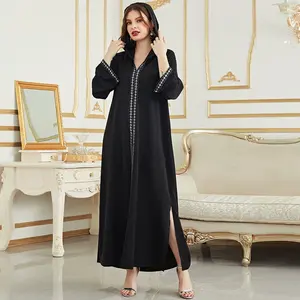 Clásico Dubai Turquía Omán Maroc elegante personalizado Kaftan bordado vestido modesto Dubai Abaya mujeres musulmanas vestido abierto Kimonos Abaya