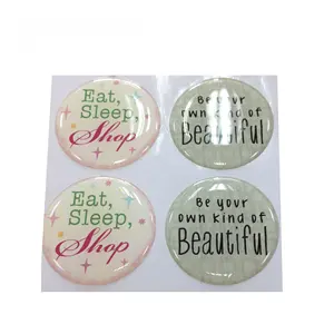 Custom Round Shape Clear Epoxy Resin Sticker Personalized Logo 3d Dome Epoxy Transparent Label Stickers