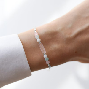 Clásico 4mm cuarzo rosa aguamarina <span class=keywords><strong>piedra</strong></span> lunar cristal curativo para pulsera para mamá <span class=keywords><strong>fertilidad</strong></span> y regalo <span class=keywords><strong>de</strong></span> embarazo - Product Image 2