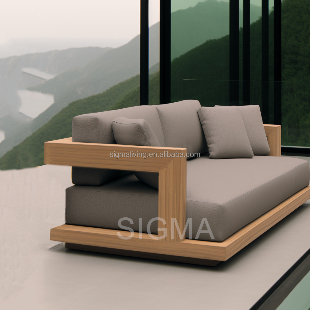 Outdoor Water-resistant Furniture Garden Wooden Frame Outdoor Sofa Set Teak Wood Sofa