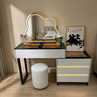 Table de maquillage moderne en bois massif avec rangement et design durable et écologique pour la chambre à coucher