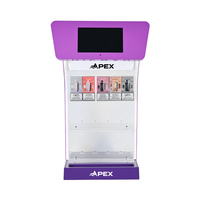 Présentoir à tabac rotatif portable APEX - Présentoir sur pied en bois et acrylique avec écran LCD intégré