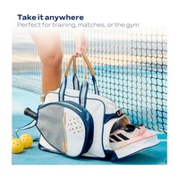 Sac de raquettes de pickleball et de badminton en nylon, séparation sec-humide, grande capacité, amovible, à porter à la main/en bandoulière, rangement multifonctionnel